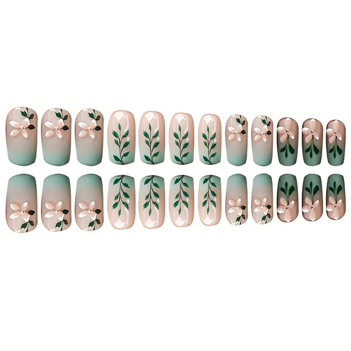 Floral Design Press-On Nail Set Bowlift
