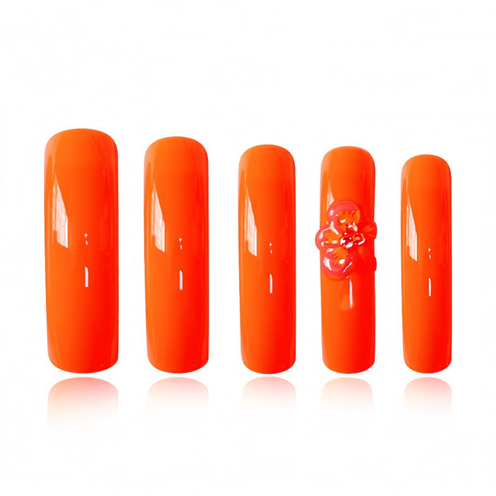 Glamorous Press-On Nail Extensions with Artistic Flower Design Bowlift
