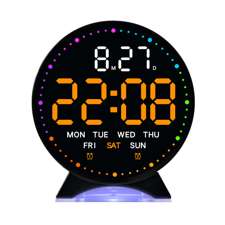 Digital Alarm Clock with Color LED Display Bowlift