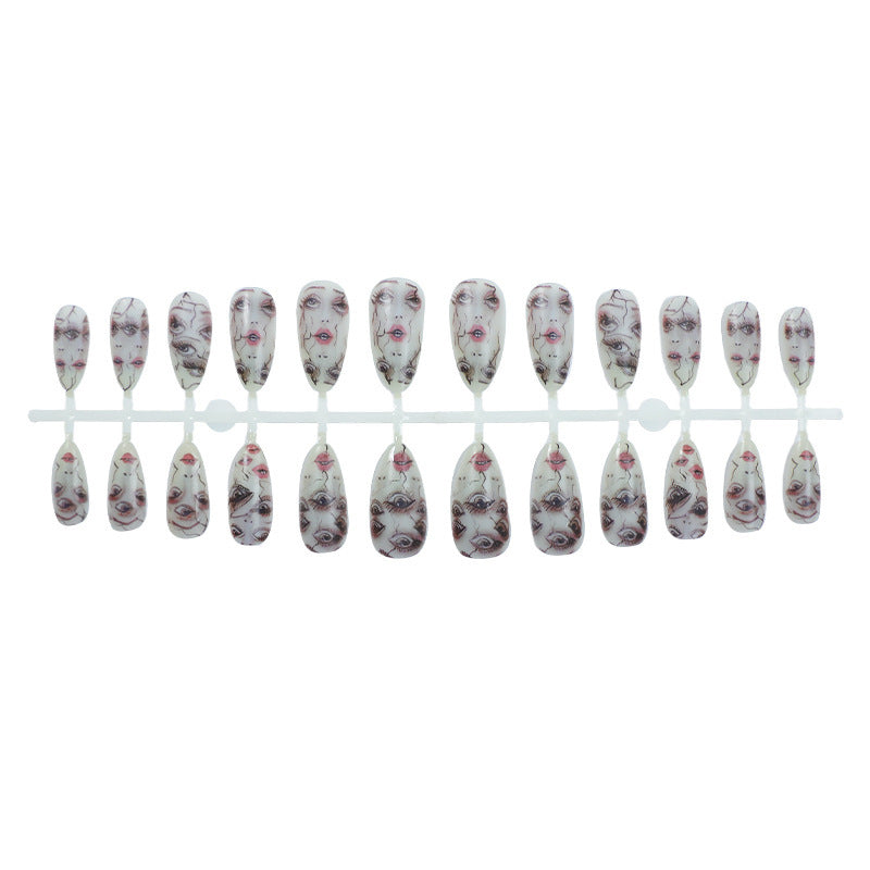 Artificial nail set with unique facial designs Bowlift
