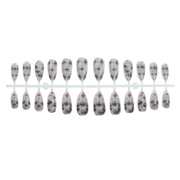 Artificial nail set with unique facial designs Bowlift