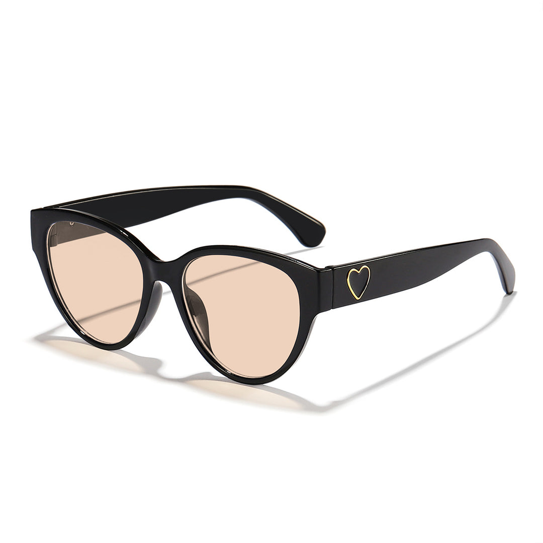 Ladies Cat-Eye Sunglasses with Heart-Shaped Detail and UV Protection Bowlift