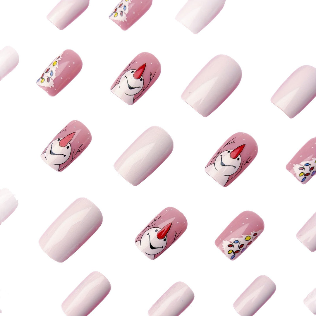 Artificial nails with Playful Festive Snowman Design Bowlift