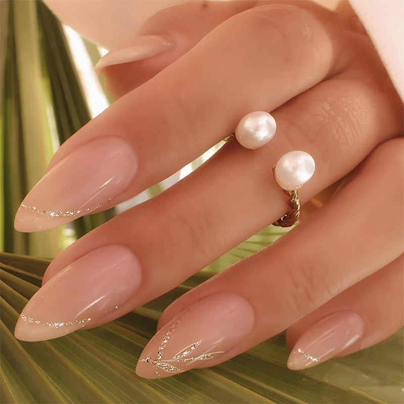 Elegant Stiletto Press-On Nail Set with Pearl Accent Designs Bowlift