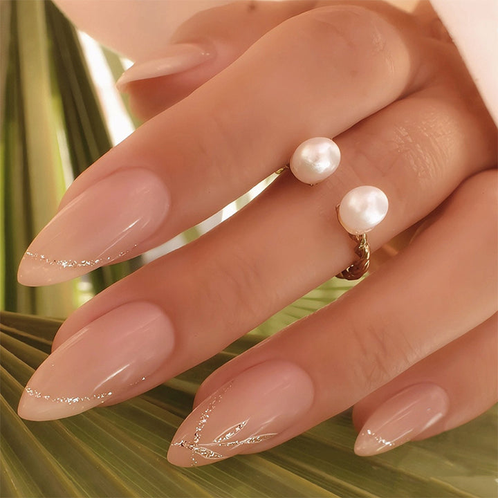 Elegant Stiletto Press-On Nail Set with Pearl Accent Designs Bowlift