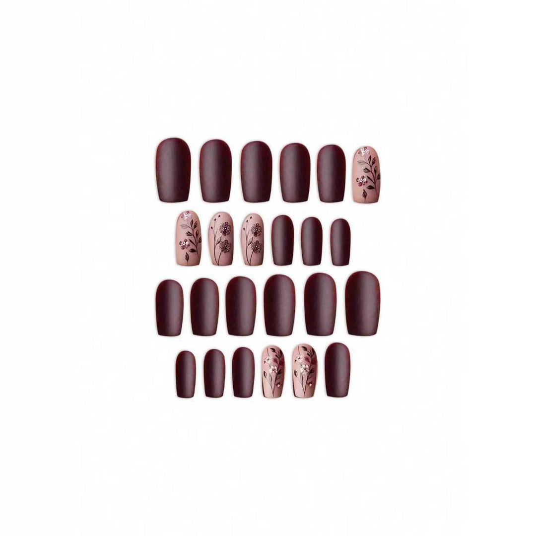 Artistic Floral Matte Nail Design Bowlift