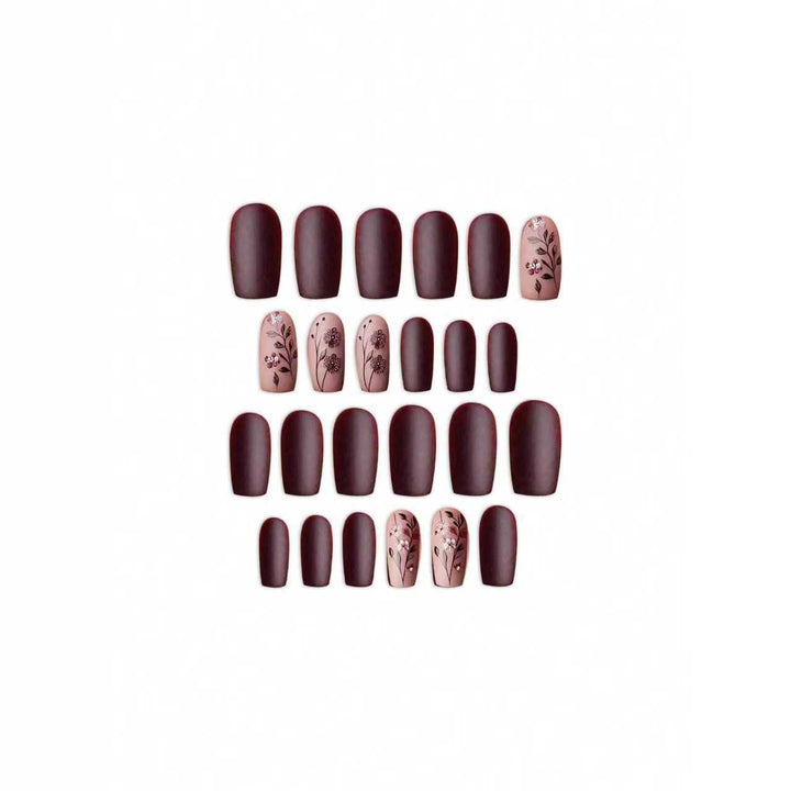 Artistic Floral Matte Nail Design Bowlift