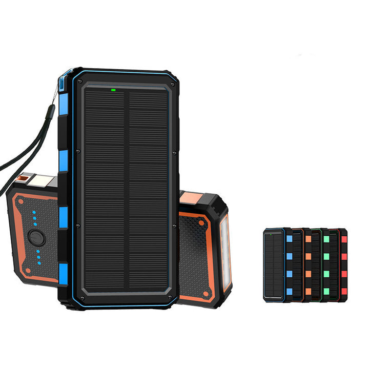 Solar-powered high-performance power bank with robust housing Bowlift