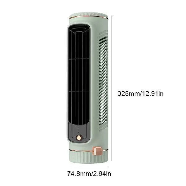 Unisex one-size compact rechargeable personal cooling stand fan with adjustable vertical louvers, multi-speed USB charging and decorative sticker set Bowlift