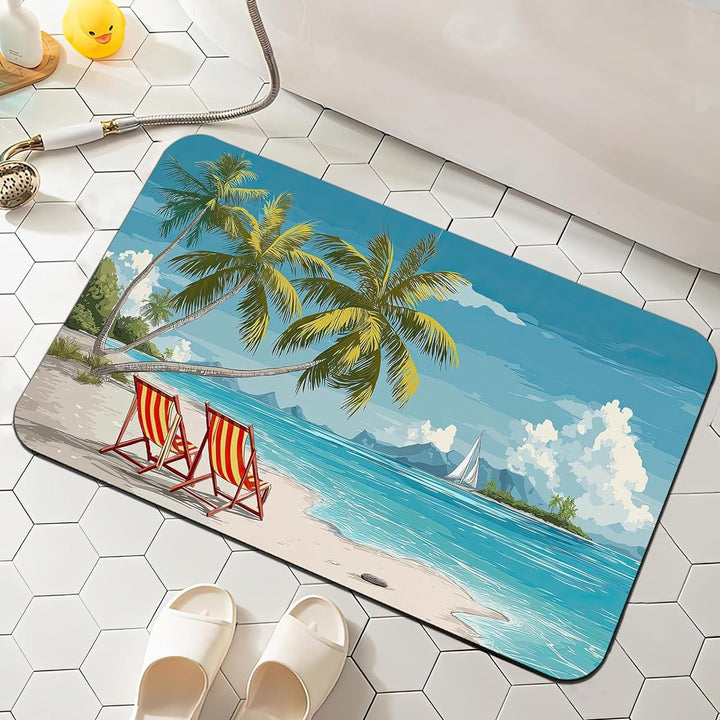 Floral-Patterned Comfort Bath Mat Bowlift