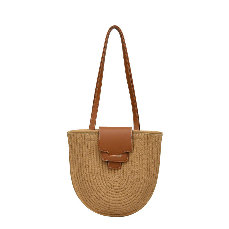 Fashionable and Handcrafted Basket Bag with Leather Accents Bowlift