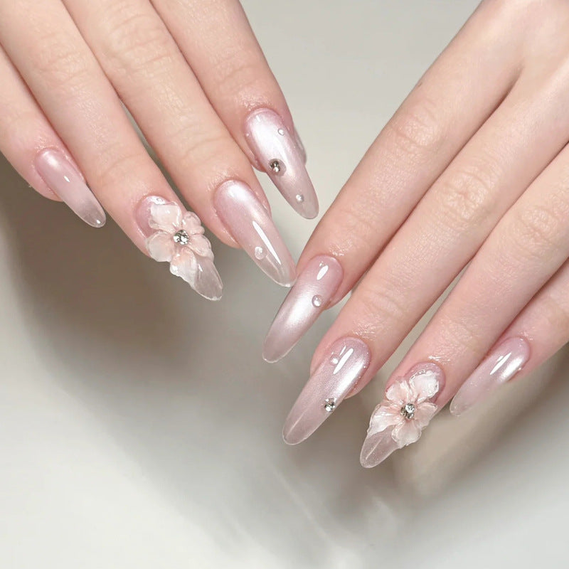 Decorative Press-On Nail Art with Bow and Gem Accents Bowlift