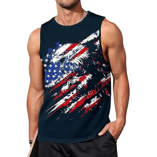 Men's nan patriotic graphic sleeveless muscle tank top with eagle print Bowlift