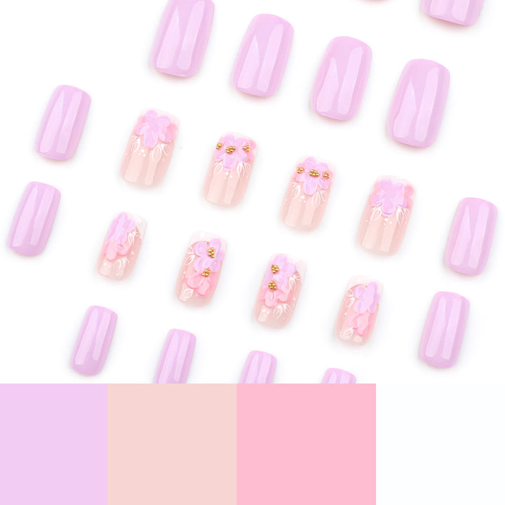 Artful Nail Extensions with Floral Design Bowlift