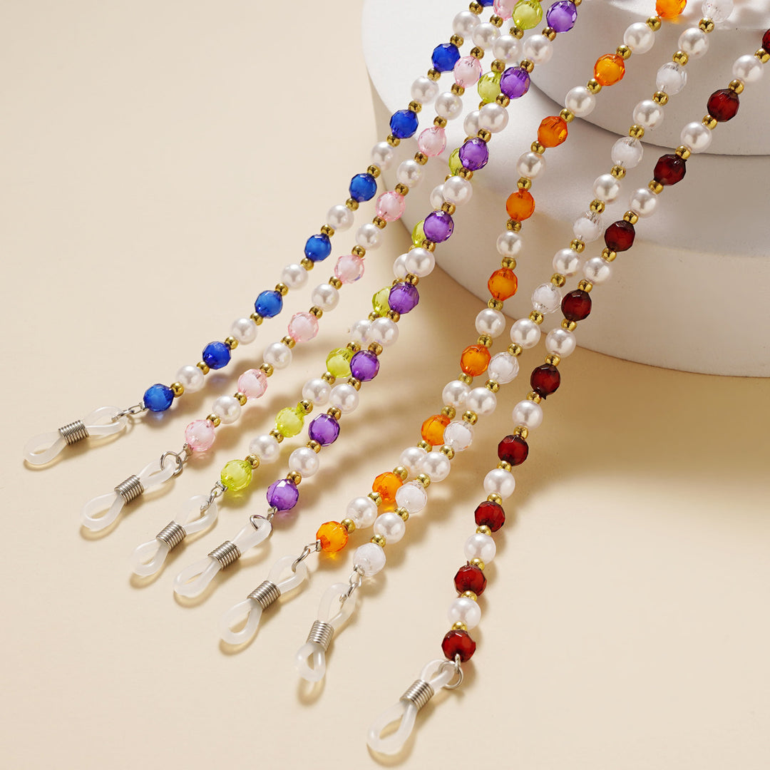 Elegant Pearl and Crystal Eyewear Chain Bowlift