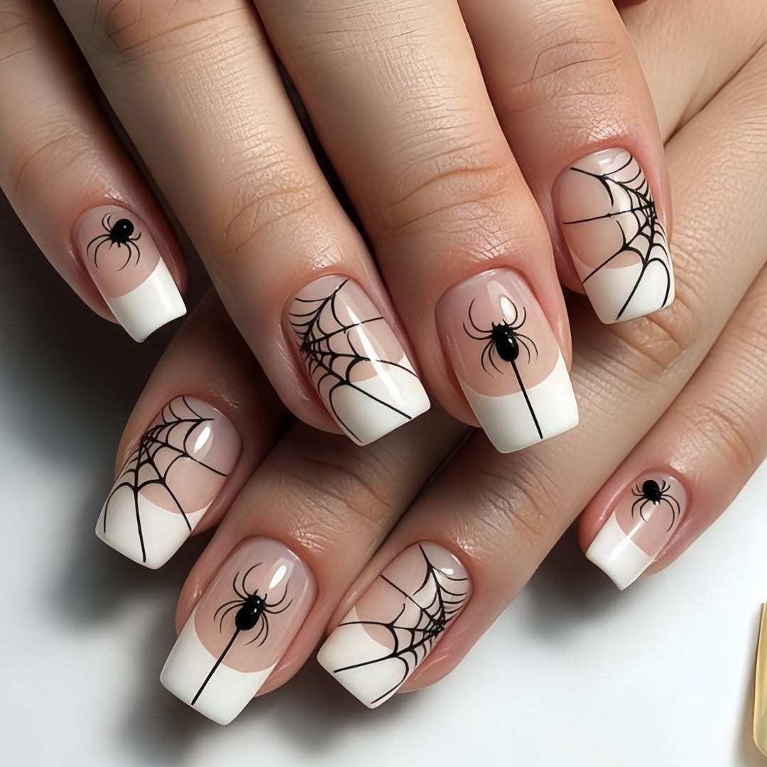 Halloween Artificial Nail Set with Spider Web Design Bowlift