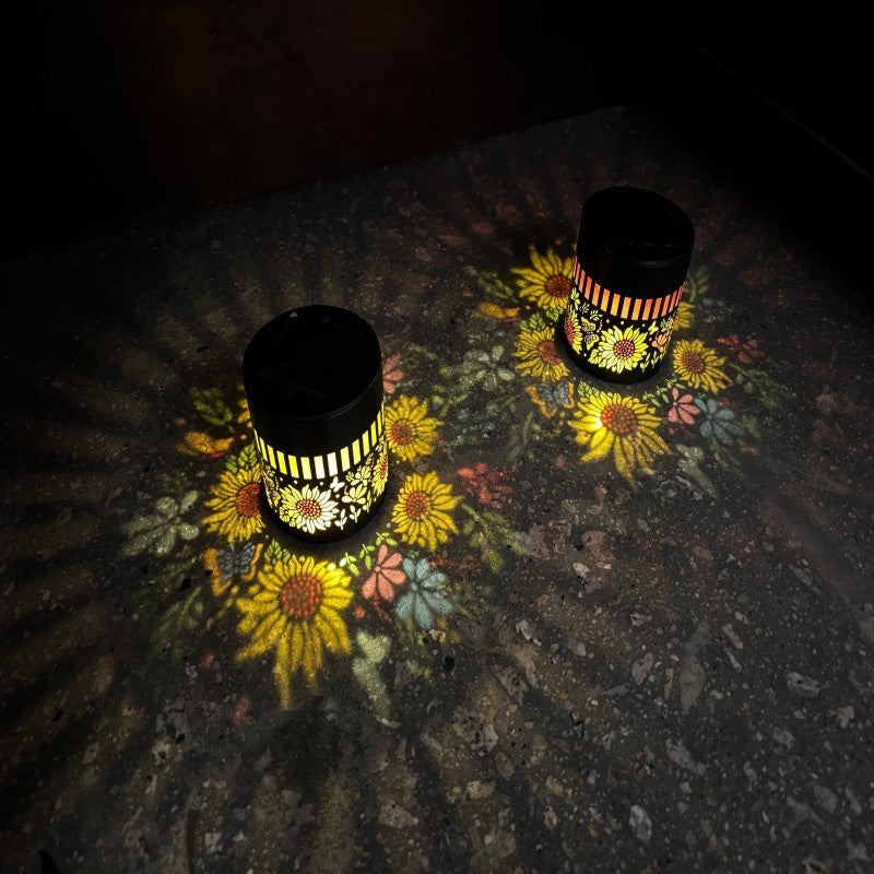 Outdoor Mandala Solar Projection Wall Lights With Patterned Metal Casing And Automatic Dusk-To-Dawn Sensor Bowlift