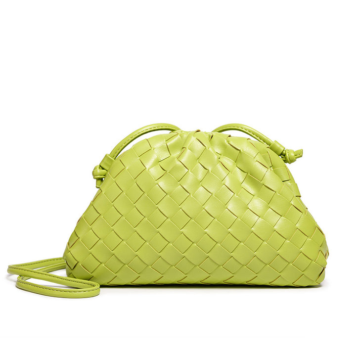 Elegant Woven Leather Bucket Bag Bowlift