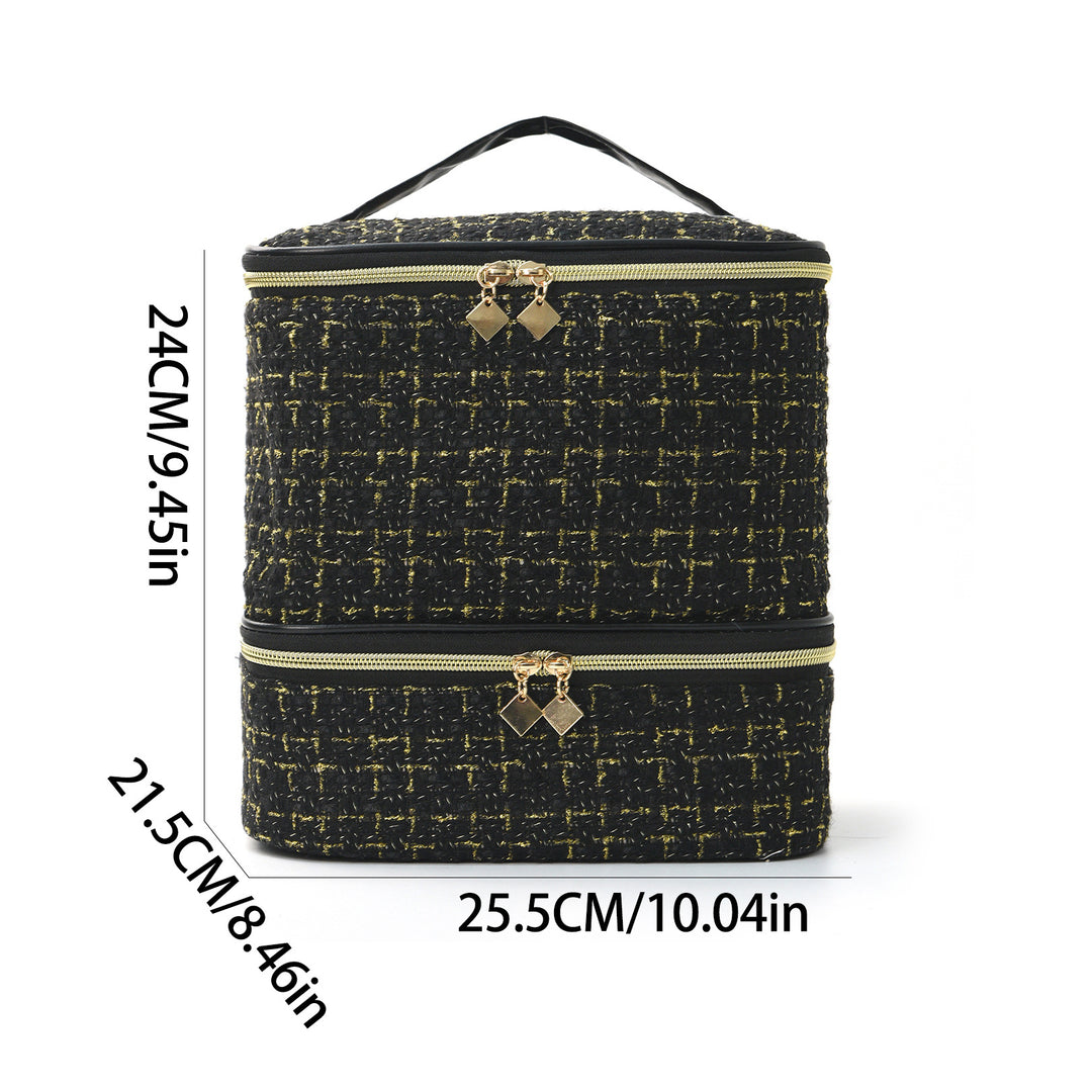 Cosmetic organizer bag with elegant fabric Bowlift