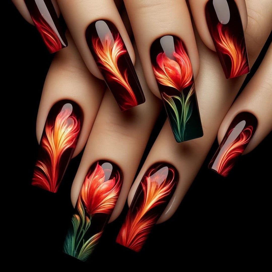 Artificial nails with floral accent Bowlift 1788541978