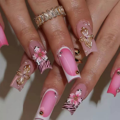 Decorative 3D Floral Nail Art Extensions Bowlift