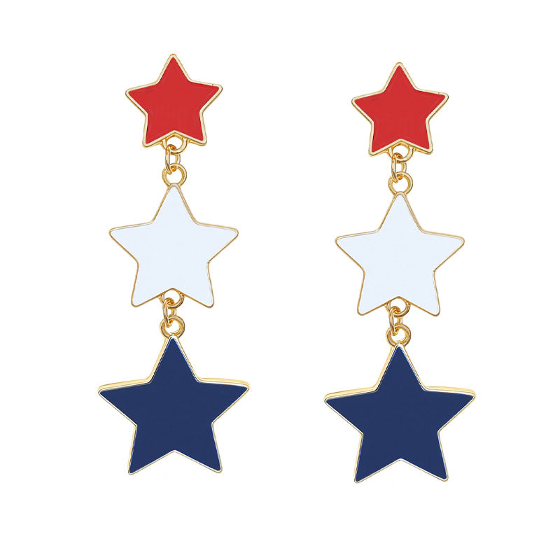 Women's stud earrings wing design enamel with star motif and fine alloy Bowlift