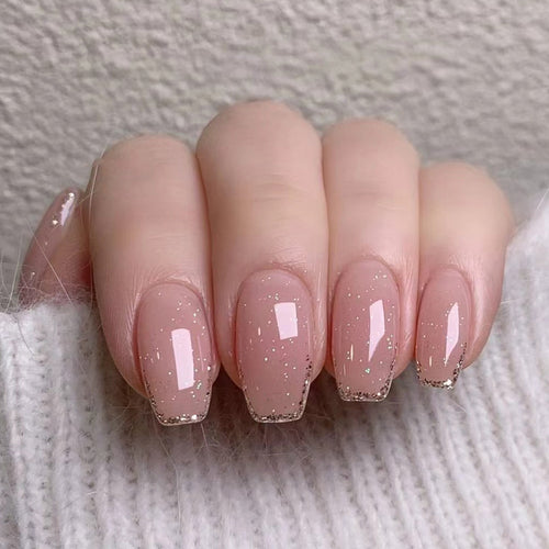 Artistic Nail Extensions with Elegant Glitter Finish Bowlift