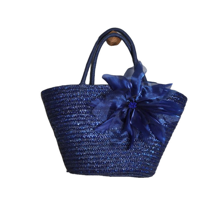 Stylish basket bag with eye-catching flower detail Bowlift