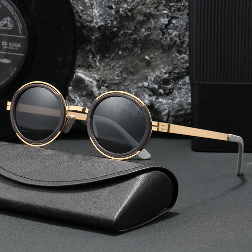 Women's fashionable round sunglasses with elegant metal frame Bowlift