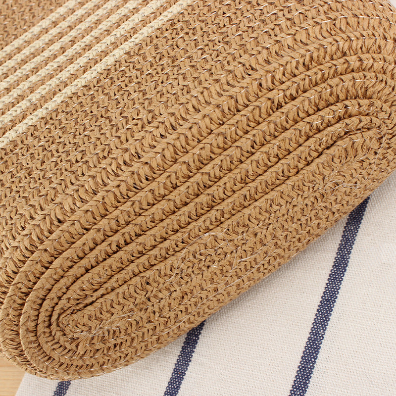 Shoulder bag made of woven natural material with contrasting stripes Bowlift