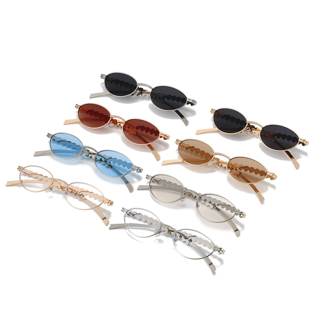 Elegant Rhinestone-Embellished Cat-Eye Glasses Bowlift