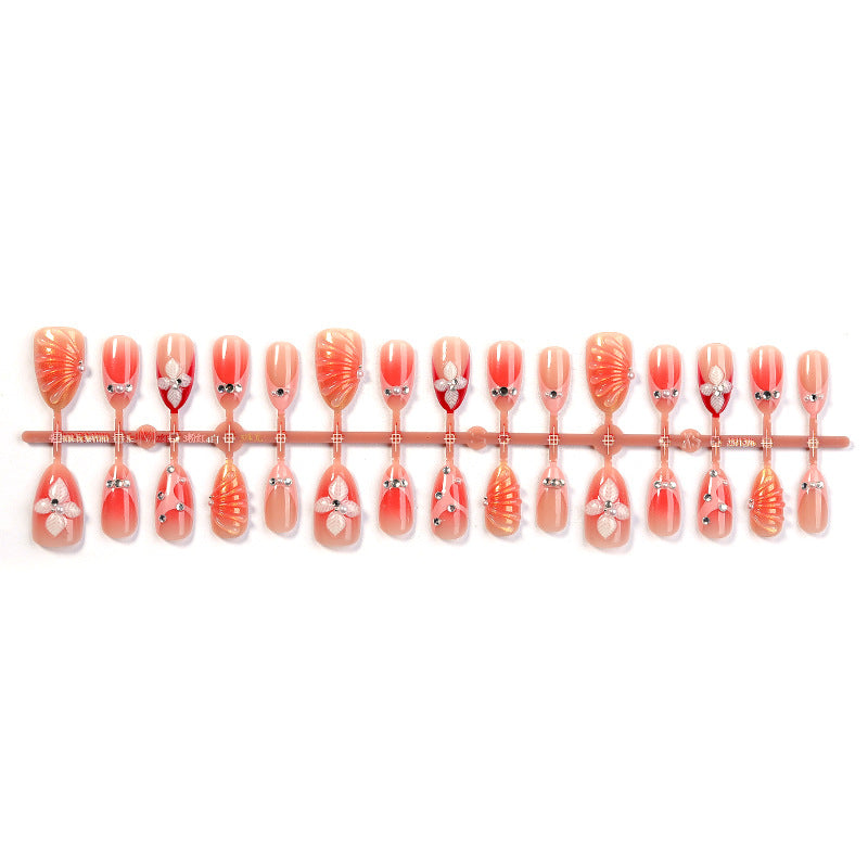 Press-On Nail Art Set with Floral and Gem Accents Bowlift