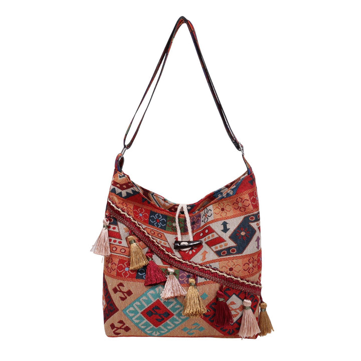 WoEthnic Patterned Flap Hobo Bag Bowlift