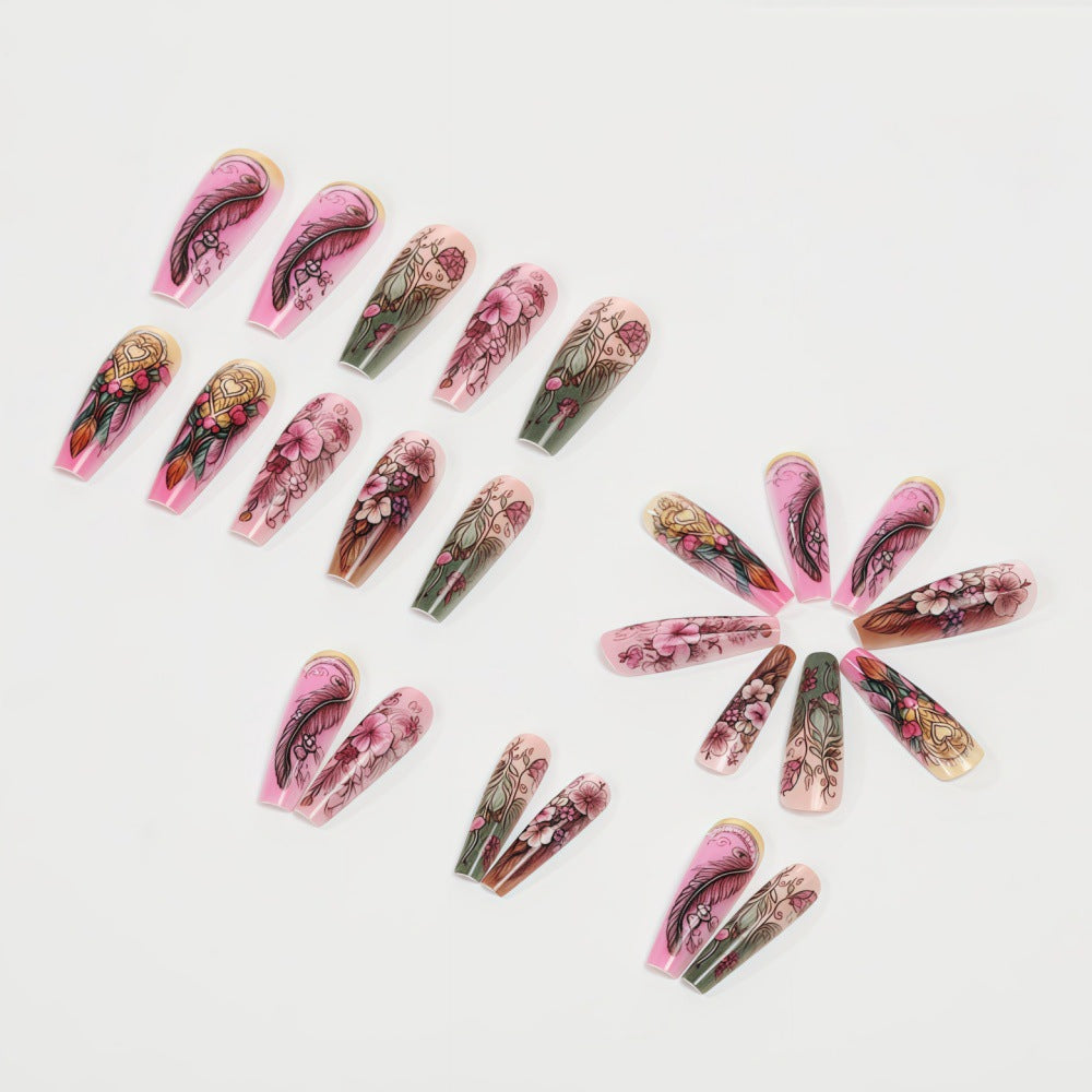 Artificial nails in floral and elegant design Bowlift