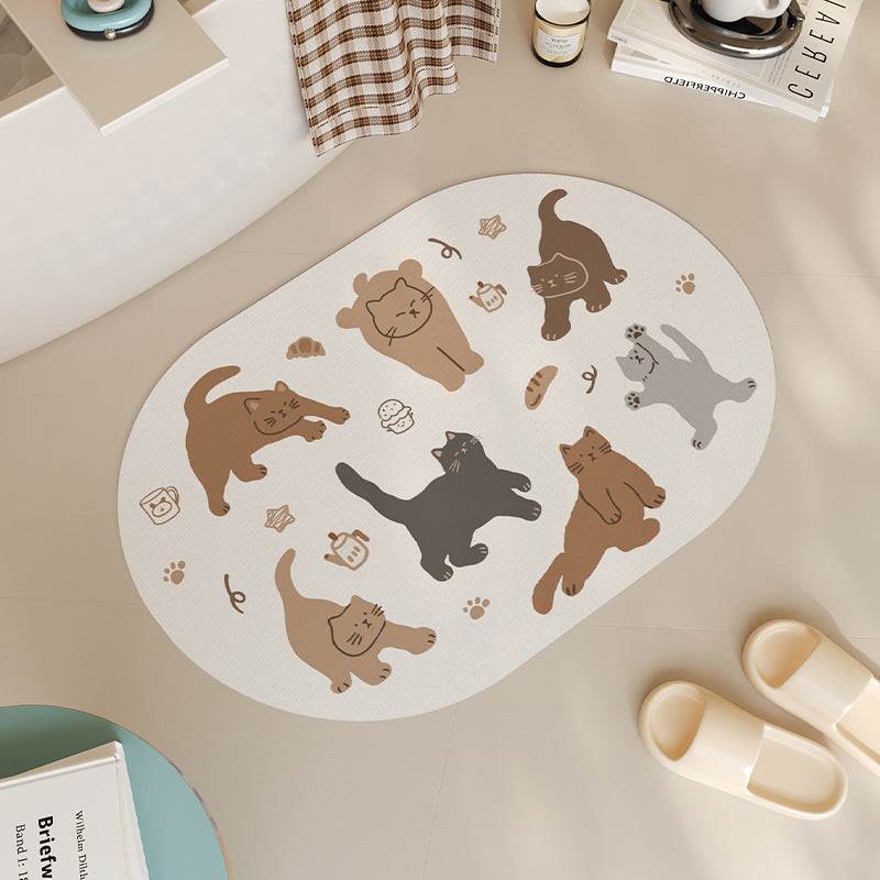 Playful Cat-Themed Bath Mat