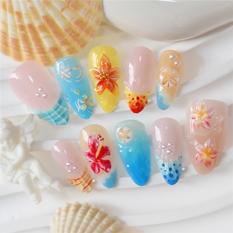 Artistic 3D Floral Nail Art Extensions Bowlift
