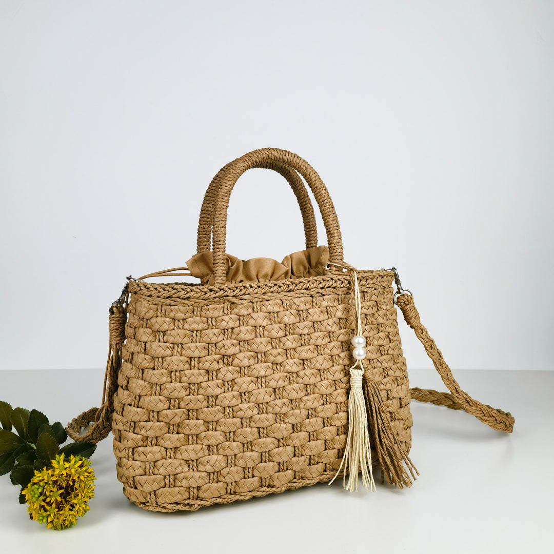 Woven Handbag with Drawstring Bowlift