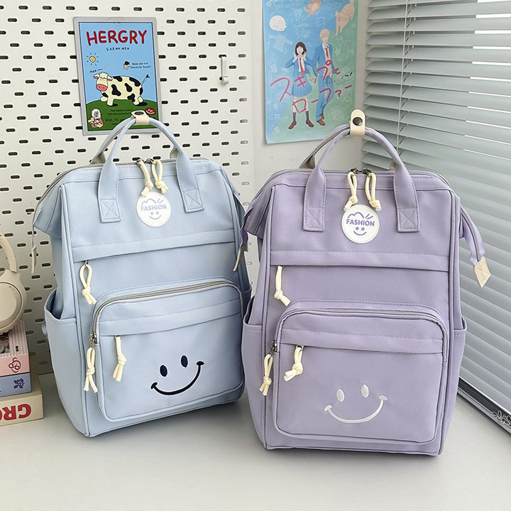 Trendy Multi-Pocket Smiley Face Backpack Bowlift