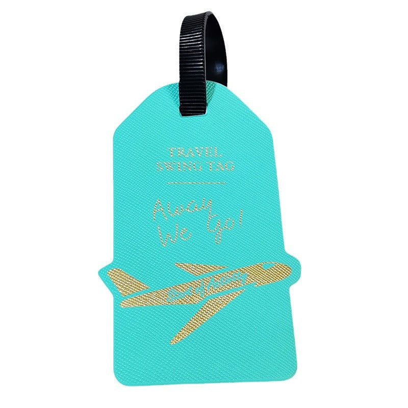 premium travel luggage tag with embossed airplane motif Bowlift