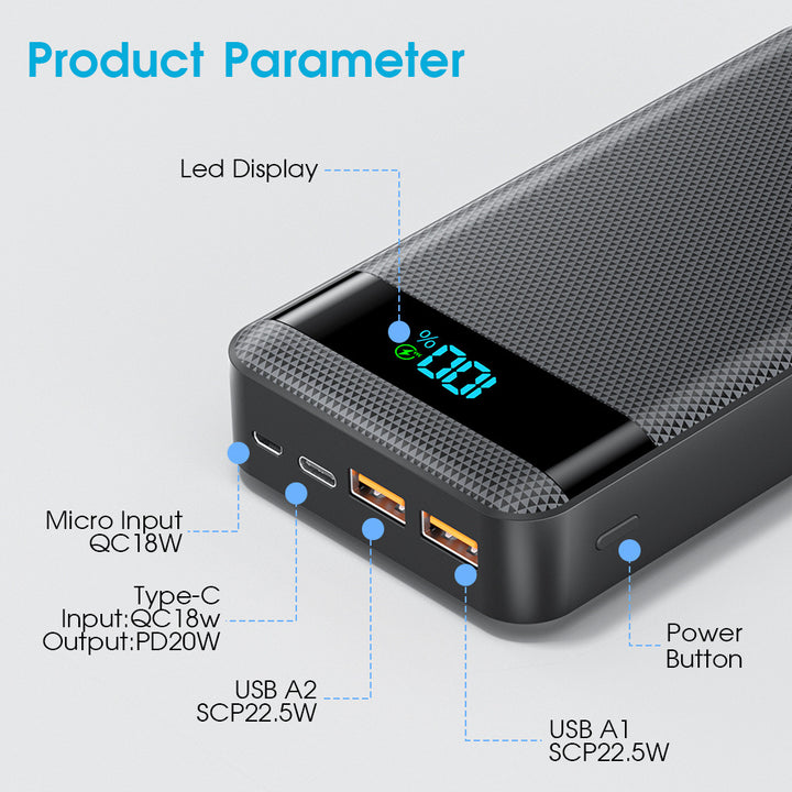 High-performance power bank with digital display and fast charging function Bowlift