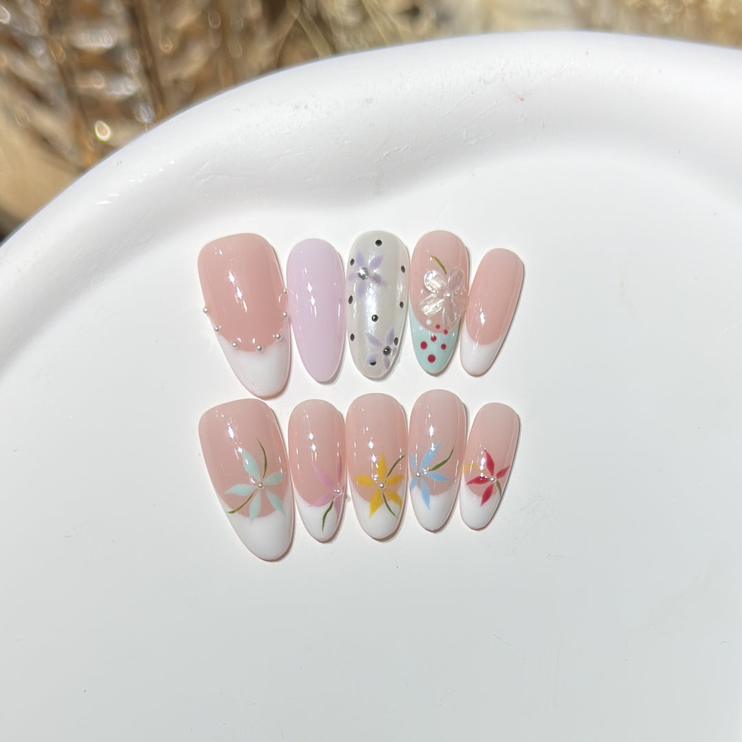 Floral Art Press-On Nail Set Bowlift