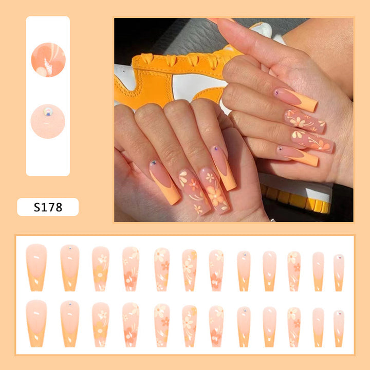 Artificial nail set with floral acrylic decorations Bowlift