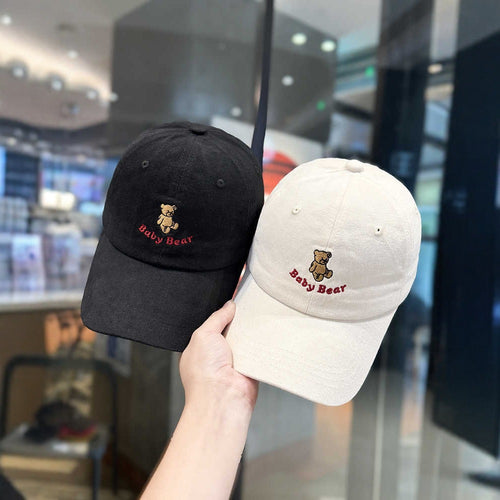 Women's Cute Embroidered Bear Cap Bowlift
