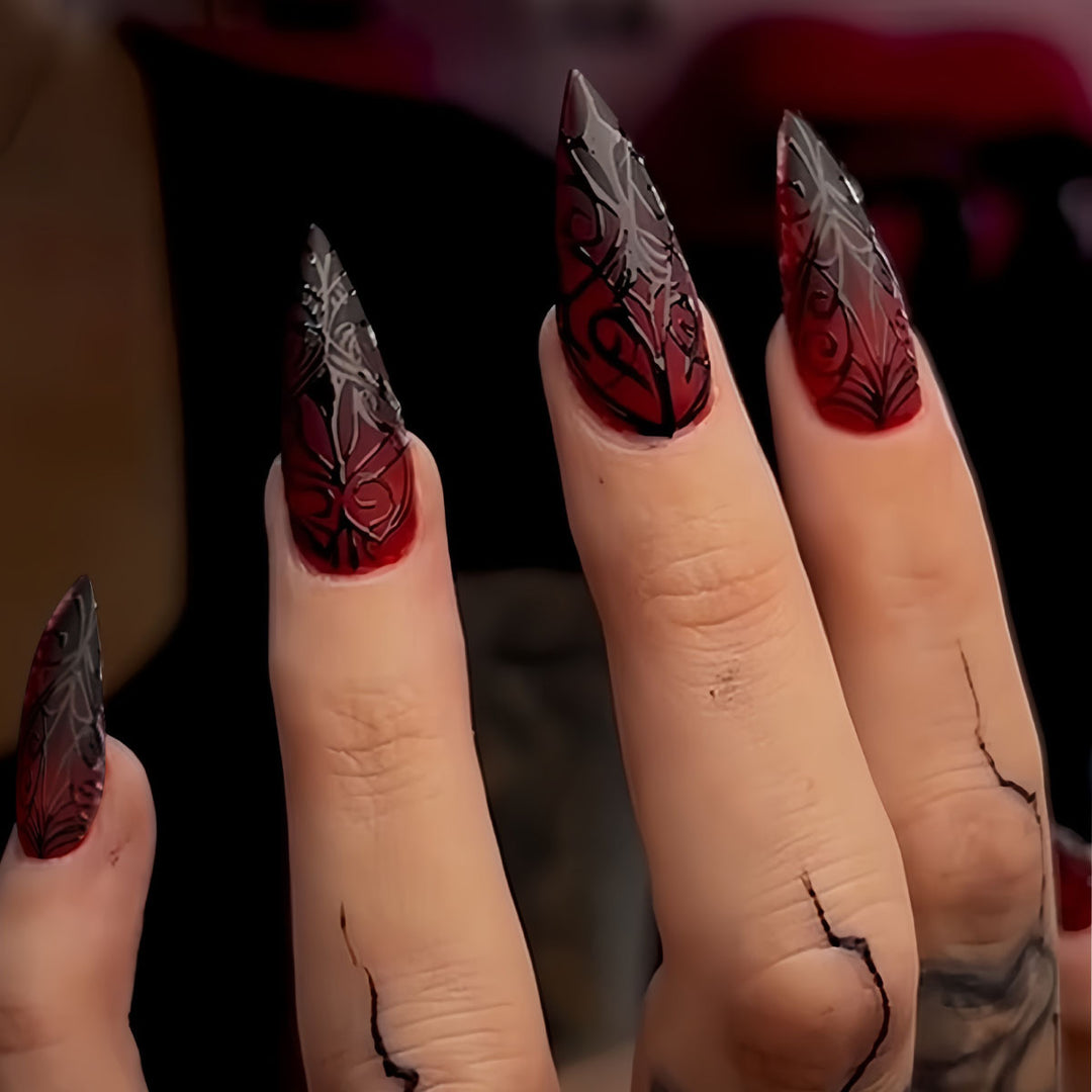 Gothic Stiletto Press-On Nail Art Set Bowlift
