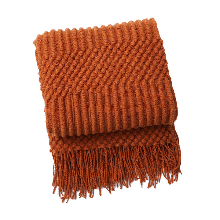 Women's stylish living room throw blanket with fringe pattern Bowlift
