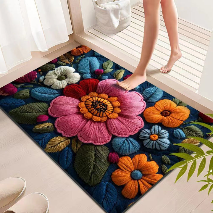 Floral Textured Indoor Mat Bowlift