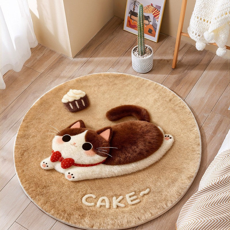 Round Cartoon Dog Rug