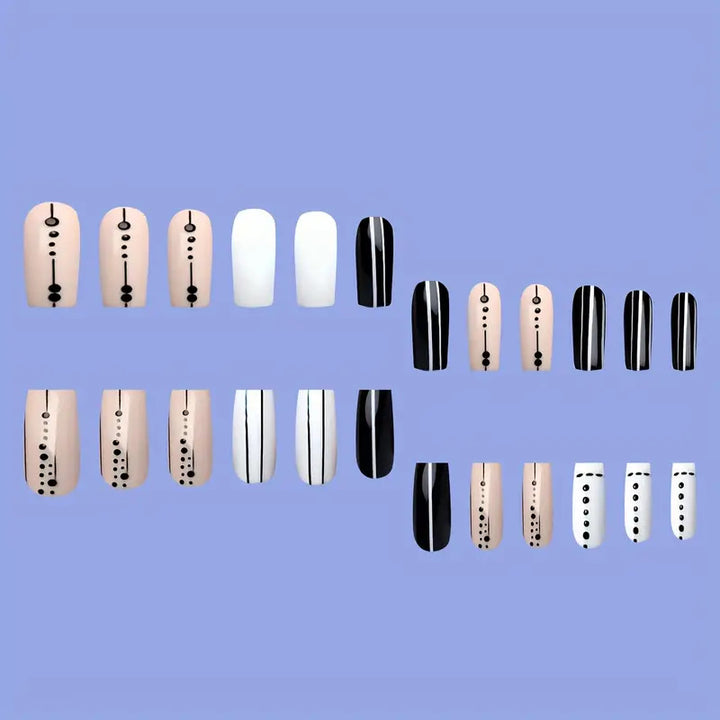 Artistic Geometric Press-On Nail Art Bowlift