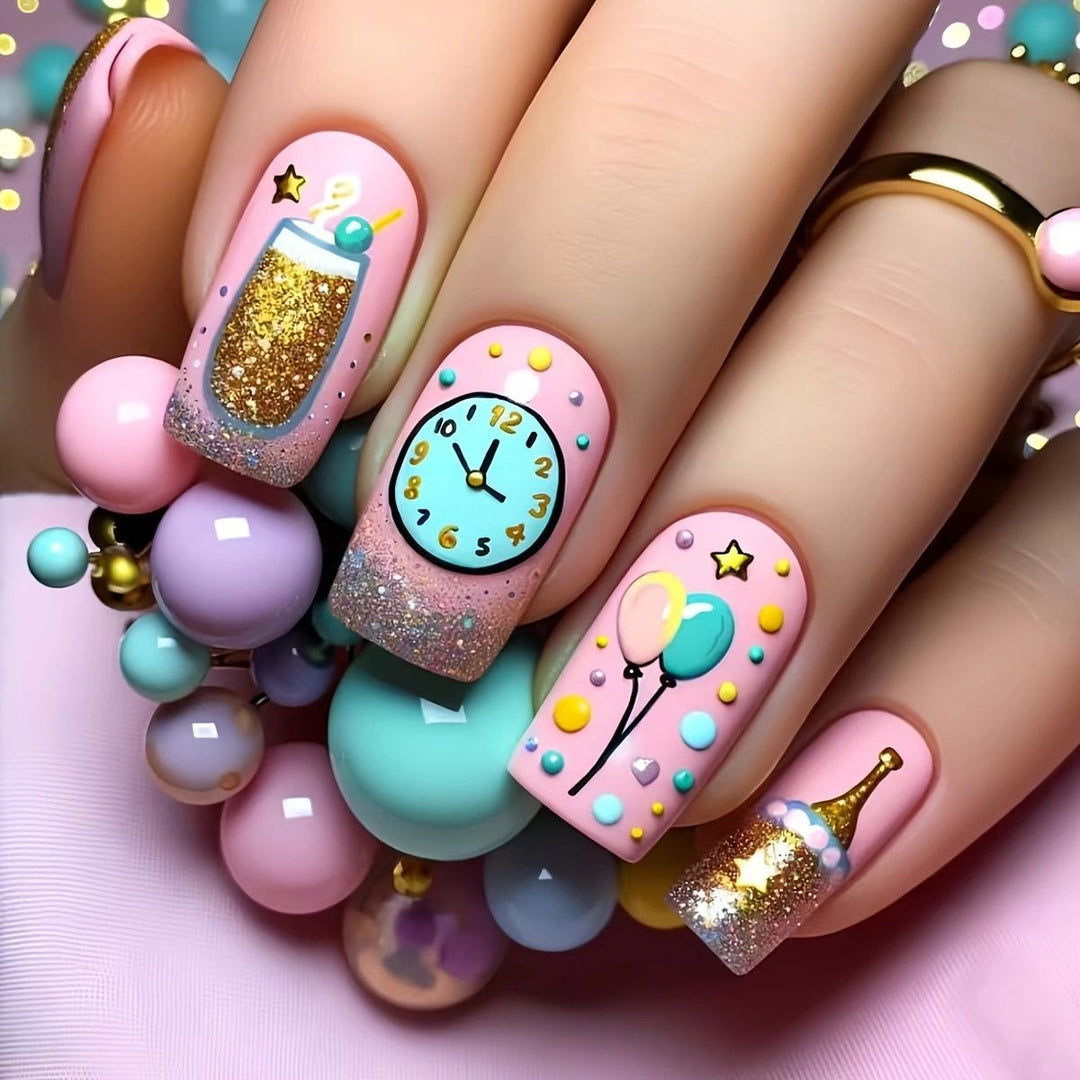 Floral Art Acrylic Nail Set Bowlift