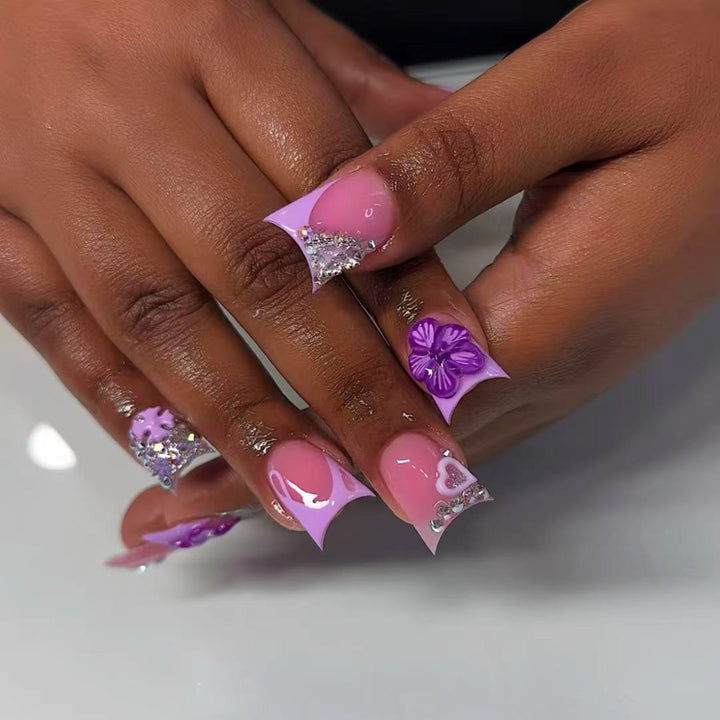 Decorative Floral Press-On Nail Extensions Bowlift 1787913819